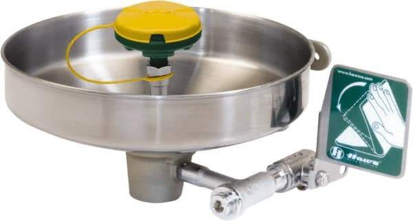 Haws - 14-3/4" Wide x 7" High, Wall Mount, Stainless Steel Bowl, Eye & Face Wash Station - 30 to 90 psi Flow, 3.7 GPM Flow Rate - Industrial Tool & Supply