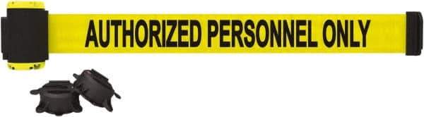 Banner Stakes - 7' Long x 2-1/2" Wide Nylon/Polyester Magnetic Wall Mount Barrier - Black on Yellow - Industrial Tool & Supply