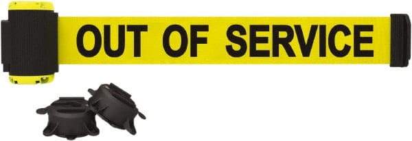 Banner Stakes - 7' Long x 2-1/2" Wide Nylon/Polyester Magnetic Wall Mount Barrier - Black on Yellow - Industrial Tool & Supply