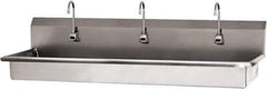 SANI-LAV - 65" Long x 16-1/2" Wide Inside, 1 Compartment, Grade 304 Stainless Steel (3) Person Wash-Station with Manual Faucet - 16 Gauge, 68" Long x 20" Wide x 21-1/2" High Outside, 5-1/2" Deep - Industrial Tool & Supply