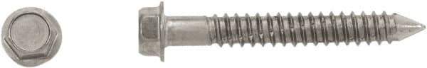 Powers Fasteners - 1/4" Diam, 1-1/4" Length Under Head, Hex Drive, Concrete Screw & Masonry Fastener - Stainless Steel, Passivated Finish, Includes 3/8" Hex Bit - Industrial Tool & Supply