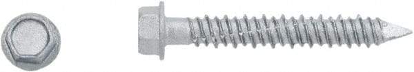 Powers Fasteners - 3/16" Diam, 1-3/4" Length Under Head, Hex Drive, Concrete Screw & Masonry Fastener - Stainless Steel, Perma-Seal Finish, Includes 3/8" Hex Bit - Industrial Tool & Supply