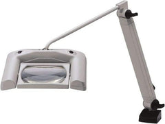 Waldmann Lighting - 35 Inch, Articulated, Clamp Mounted, LED, White, Magnifying Task Light - 13.20 Watt, 120 Volt, 1.75x Magnification, 165mm Wide - Industrial Tool & Supply