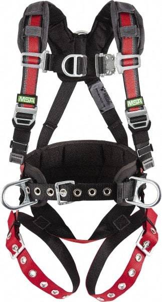 MSA - 310 Lb Capacity, Size X-Large, Full Body Construction Harness - Webbing, Tongue Buckle Leg Straps, Quick-Connect Chest Strap, Full Body Protection - Industrial Tool & Supply