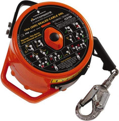 MSA - 50' Long, 310 Lb Capacity, Stainless Steel Cable Self-Retracting Lanyard - Steel Locking Snap Hook Connector, Stainless Steel Swivel - Industrial Tool & Supply