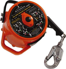 MSA - 30' Long, 310 Lb Capacity, Stainless Steel Cable Self-Retracting Lanyard - Steel Locking Snap Hook Connector, Stainless Steel Swivel - Industrial Tool & Supply