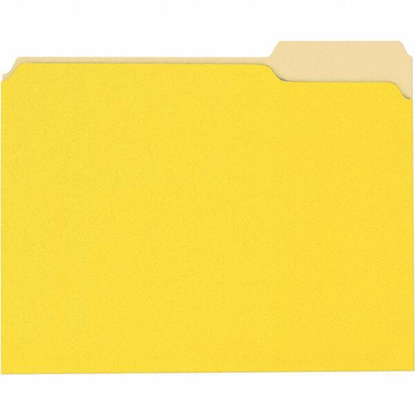 Universal One - 8-1/2 x 11", Letter Size, Yellow, File Folders with Top Tab - 11 Point Stock, 1/3 Tab Cut Location - Industrial Tool & Supply