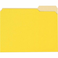 Universal One - 8-1/2 x 11", Letter Size, Yellow, File Folders with Top Tab - 11 Point Stock, 1/3 Tab Cut Location - Industrial Tool & Supply