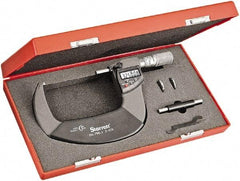 Starrett - 3 to 4" Range, Standard Throat IP67 Electronic Outside Micrometer - Friction Thimble, Carbide Face, CR2032 Battery - Industrial Tool & Supply