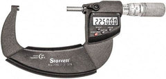 Starrett - 2 to 3" Range, Standard Throat IP67 Electronic Outside Micrometer - Friction Thimble, Carbide Face, CR2032 Battery - Industrial Tool & Supply