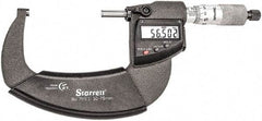 Starrett - Standard Throat IP67 Electronic Outside Micrometer - Ratchet Stop Thimble, Carbide Face, CR2032 Battery - Industrial Tool & Supply