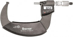 Starrett - Standard Throat IP67 Electronic Outside Micrometer - Ratchet Stop Thimble, Carbide Face, CR2032 Battery - Industrial Tool & Supply