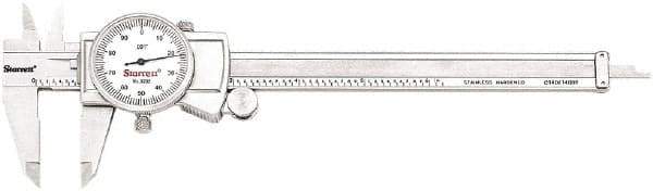 Starrett - 0" to 6" Range, 0.001" Graduation, 0.1" per Revolution, Dial Caliper - White Face, 1.5" Jaw Length, Accurate to 0.001" - Industrial Tool & Supply
