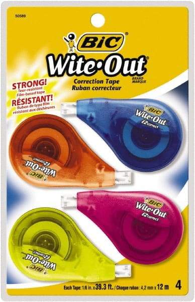 Bic - 1/6" x 400" Correction Tape Non-Refillable - Industrial Tool & Supply