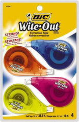 Bic - 1/6" x 400" Correction Tape Non-Refillable - Industrial Tool & Supply
