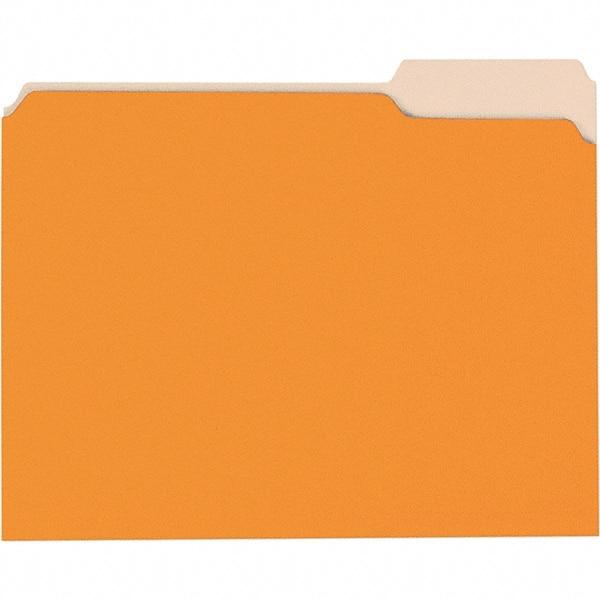 Universal One - 8-1/2 x 11", Letter Size, Orange/Light Orange, File Folders with Top Tab - 11 Point Stock, 1/3 Tab Cut Location - Industrial Tool & Supply