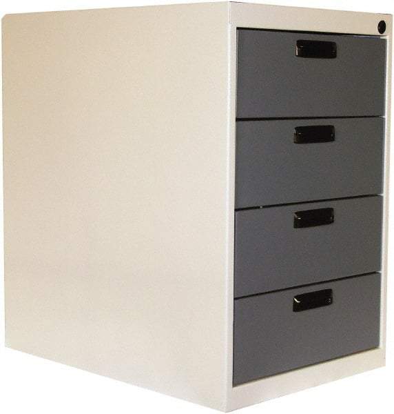 Proline - 4 Drawer, Modular Storage Cabinet - 16 Gauge Steel, 18" Wide x 26" Deep x 27-1/2" High, Blue/White - Industrial Tool & Supply