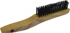 Gordon Brush - 4 Rows x 16 Columns Steel Scratch Brush - 4-3/4" Brush Length, 10" OAL, 1/8 Trim Length, Wood Shoe Handle - Industrial Tool & Supply
