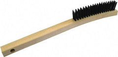 Gordon Brush - 3 Rows x 19 Columns Steel Scratch Brush - 5-3/4" Brush Length, 13-3/4" OAL, 1/8 Trim Length, Wood Curved Handle - Industrial Tool & Supply
