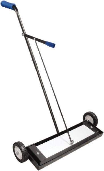 Shields Magnetics - 24" Long Push Magnetic Sweeper with Wheels - 4" Wide x 2" High x 36" Long, 7" Wheel Diam, 2" Clearance - Industrial Tool & Supply