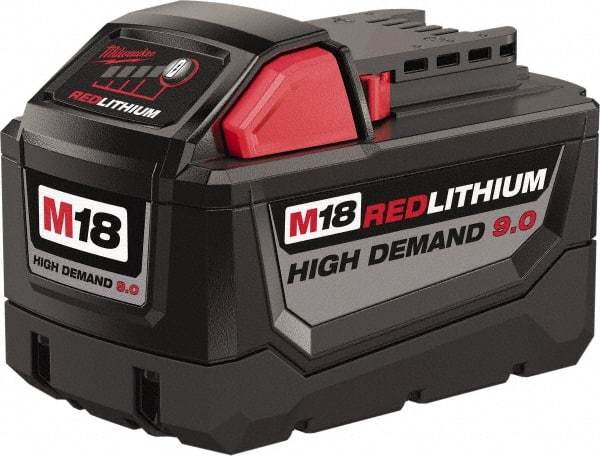 Milwaukee Tool - 18 Volt Lithium-Ion Power Tool Battery - 9 Ahr Capacity, Series M18 XC RED - Industrial Tool & Supply