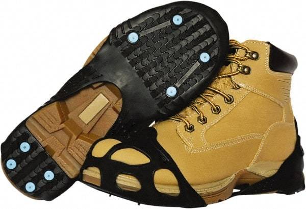 Duenorth - Size 11-13.5, (Women's Size 11-12.5) Strap-On Cleat - Tungsten Carbide Spike Traction, Black - Industrial Tool & Supply