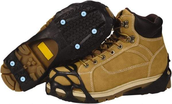Duenorth - Size 13.5-15, (Women's Size 13.5-17.5) Strap-On Cleat - Tungsten Carbide Spike Traction, Black - Industrial Tool & Supply