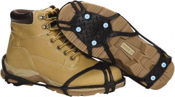 Duenorth - Size L, (Women's Size L) Strap-On Cleat - Tungsten Carbide Spike Traction, Black - Industrial Tool & Supply