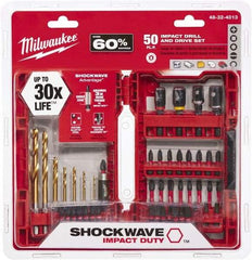 Milwaukee Tool - Impact Ready Accessory Set - 1/16 to 1/4" Hex, #1, #2, 1/4" Hex Drive, Phillips, Slotted, Torx, Square Point - Industrial Tool & Supply