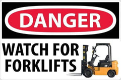 NMC - "Danger - Watch For Forklifts", 24" Long x 36" Wide, Sportwalk Safety Sign - Rectangle, 0.005" Thick, Use for Workplace/Safety - Industrial Tool & Supply