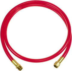 PRO-SOURCE - 3/8" ID 3' Long Lead-In Whip Hose - FNPT x MNPT Swivel Ends, 200 Working psi, 165°, 3/8" Fitting, Transparent Red - Industrial Tool & Supply