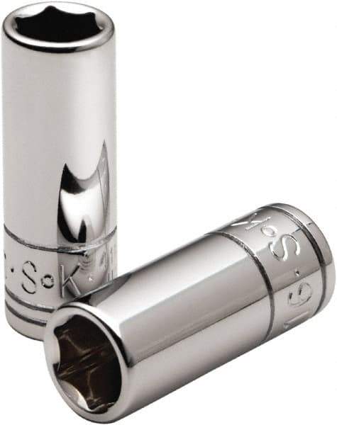 SK - 11/32", 1/4" Drive, Deep Hand Socket - 6 Points, Steel, Chrome Finish - Industrial Tool & Supply