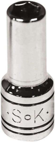 SK - 3/16", 1/4" Drive, Deep Hand Socket - 6 Points, Steel, Chrome Finish - Industrial Tool & Supply