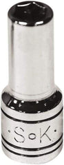 SK - 3/16", 1/4" Drive, Deep Hand Socket - 6 Points, Steel, Chrome Finish - Industrial Tool & Supply