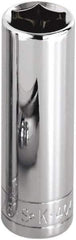 SK - 1-7/16", 1/2" Drive, Deep Hand Socket - 6 Points, Steel, Chrome Finish - Industrial Tool & Supply