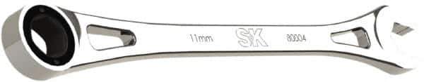 SK - 11mm 6 Point Combination Wrench - 8.13" OAL, Steel, Full Polish Finish - Industrial Tool & Supply