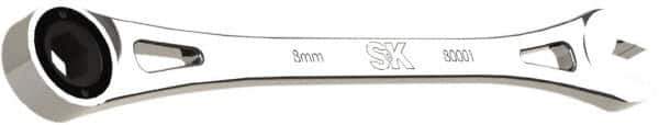 SK - 8mm 6 Point Combination Wrench - 7-3/4" OAL, Steel, Full Polish Finish - Industrial Tool & Supply