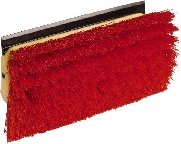 O-Cedar - 2" Bristle Length, Polypropylene Scrub Brush - 10" Long x 5" Wide Head, 10" OAL, Red, Plastic Block - Industrial Tool & Supply