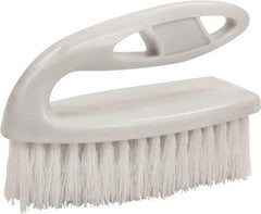 O-Cedar - 1" Bristle Length, Polypropylene Scrub Brush - 6" Long x 3" Wide Head, 6" OAL, White, Plastic Block - Industrial Tool & Supply