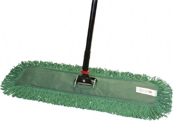 O-Cedar - 60" Long x 24" Wide Cotton & Metal Dust Mop Kit - White, Green & Black, Snap-On - Industrial Tool & Supply