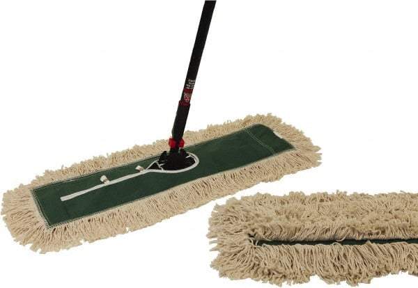 O-Cedar - 60" Long x 24" Wide Cotton & Metal Dust Mop Kit - White, Green & Black, Snap-On - Industrial Tool & Supply