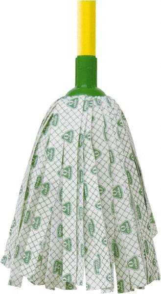 O-Cedar - White & Green Deck Mop - 4-1/2" Long x 3" Wide Head, 48" Long Handle, Rayon/Polyester Head - Industrial Tool & Supply