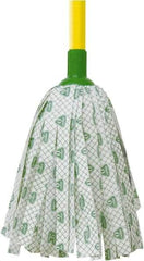 O-Cedar - White & Green Deck Mop - 4-1/2" Long x 3" Wide Head, 48" Long Handle, Rayon/Polyester Head - Industrial Tool & Supply