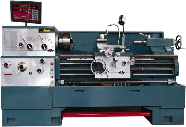 Enco - 18" Swing, 80" Between Centers, 230/460 Volt, Triple Phase Engine Lathe - 7MT Taper, 7-1/2 hp, 25 to 1,800 RPM, 3-1/8" Bore Diam, 40" Deep x 48-7/8" High x 136-1/8" Long - Industrial Tool & Supply