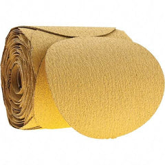 Tru-Maxx - 6" Diam, 60 Grit Aluminum Oxide Adhesive PSA Disc - Medium Grade, Gold, C Weighted Backing, Flexible, 3,000 Max RPM - Industrial Tool & Supply