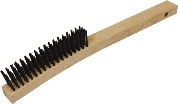 O-Cedar - 18 Rows, Steel Wire Brush - 10" Brush Length, 14" OAL, 1-1/8" Trim Length, Wood Curved Handle - Industrial Tool & Supply
