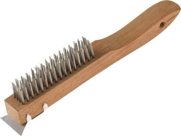 O-Cedar - 4 Columns x 16 Rows, Steel Wire Brush - 7" Brush Length, 10" OAL, 1-1/8" Trim Length, Wood Shoe Handle - Industrial Tool & Supply