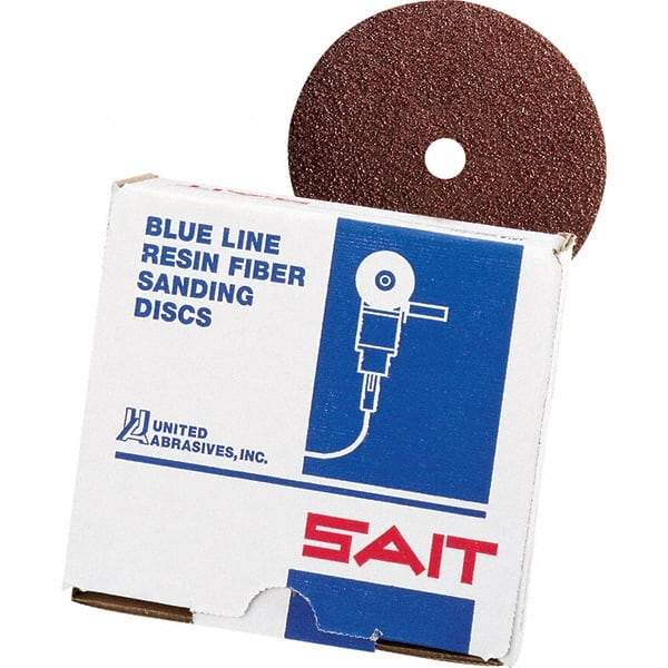 Sait - 5" Diam 7/8" Hole 80 Grit Fiber Disc - Aluminum Oxide, 10,000 Max RPM - Industrial Tool & Supply