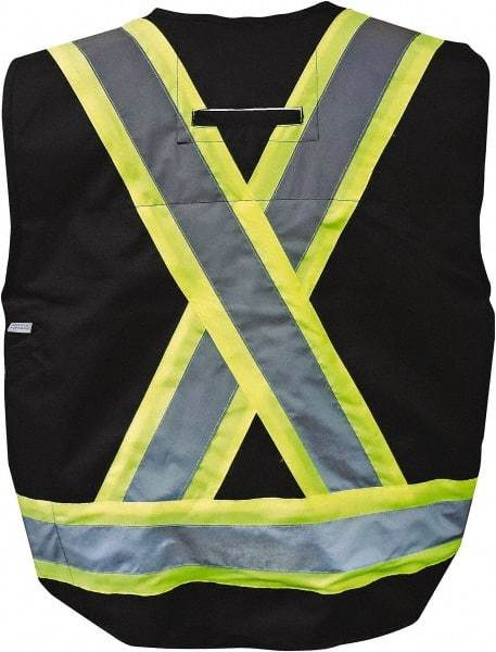 Viking - Size XL Flame Resistant/Retardant Black Solid Surveyor's Vest - 47" Chest, ASTM F2302-08, CSA Z96-09 Class 1, Level FR, Snaps Closure, 8 Pockets, Polyester - Industrial Tool & Supply
