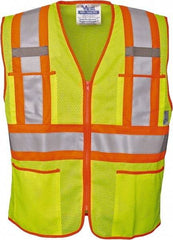 Viking - Size 2XL High Visibility Lime Mesh Public Safety Vest - 51" Chest, ANSI 107-2010 Class 2, Level 2, Zipper Closure, 4 Pockets, Polyester - Industrial Tool & Supply